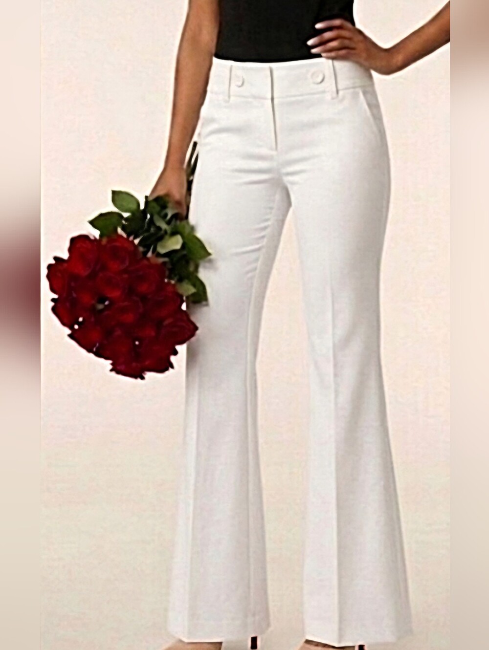 Bebe Linen-blend Lined Low-rise Pants/Trousers with Pockets / Sz 6 / Off-White